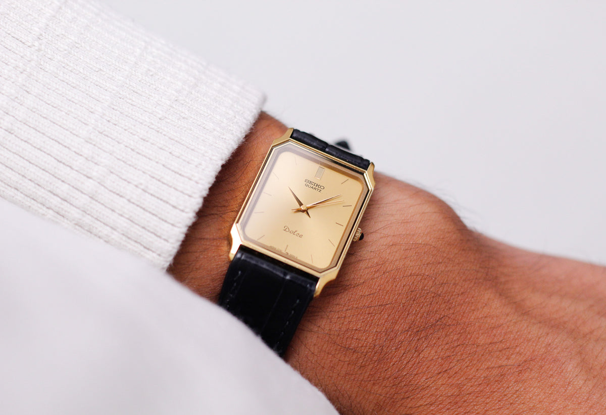 1986 Seiko Dolce Quartz Radiant Golden Sunburst Dial Men's Wrist-Watch