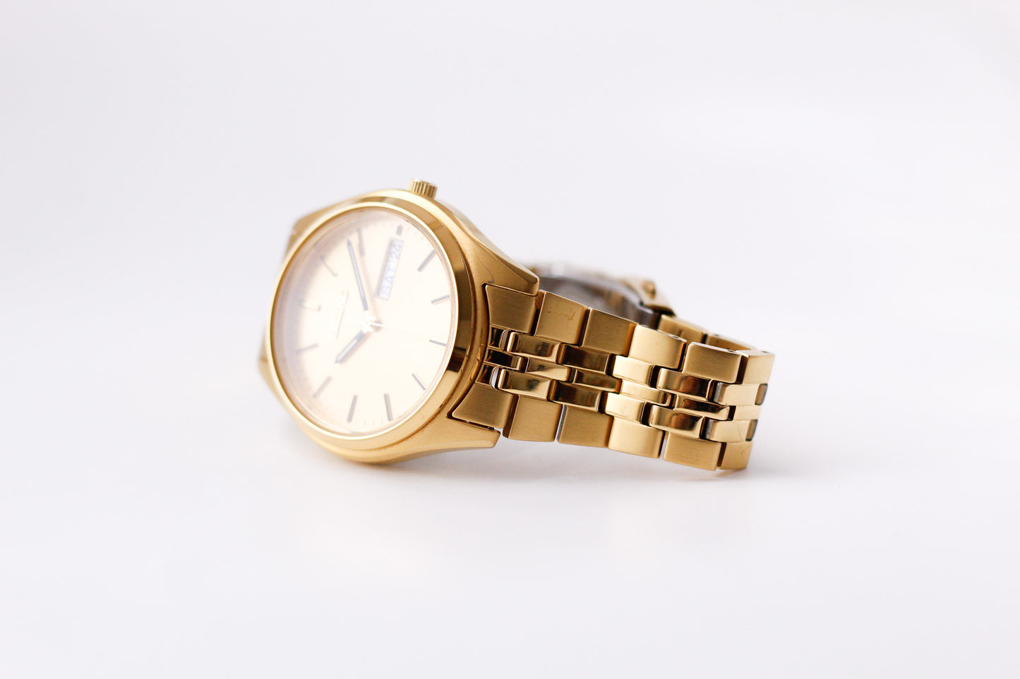 2012 Seiko Quartz Golden Sunburst Dial Men's Wrist-Watch