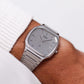 1980 Seiko Quartz Straight Grain Silver Dial Men's Wrist-Watch