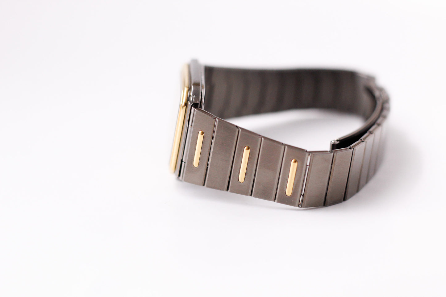 [Near Mint] 1983 Seiko 'Baby Santos Tank' Two Tone Deep Gray Dial Men's Wrist-Watch