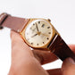 [Serviced] 1960s Helbros Mechanical Golden Sunburst Dial Men's Wrist-Watch
