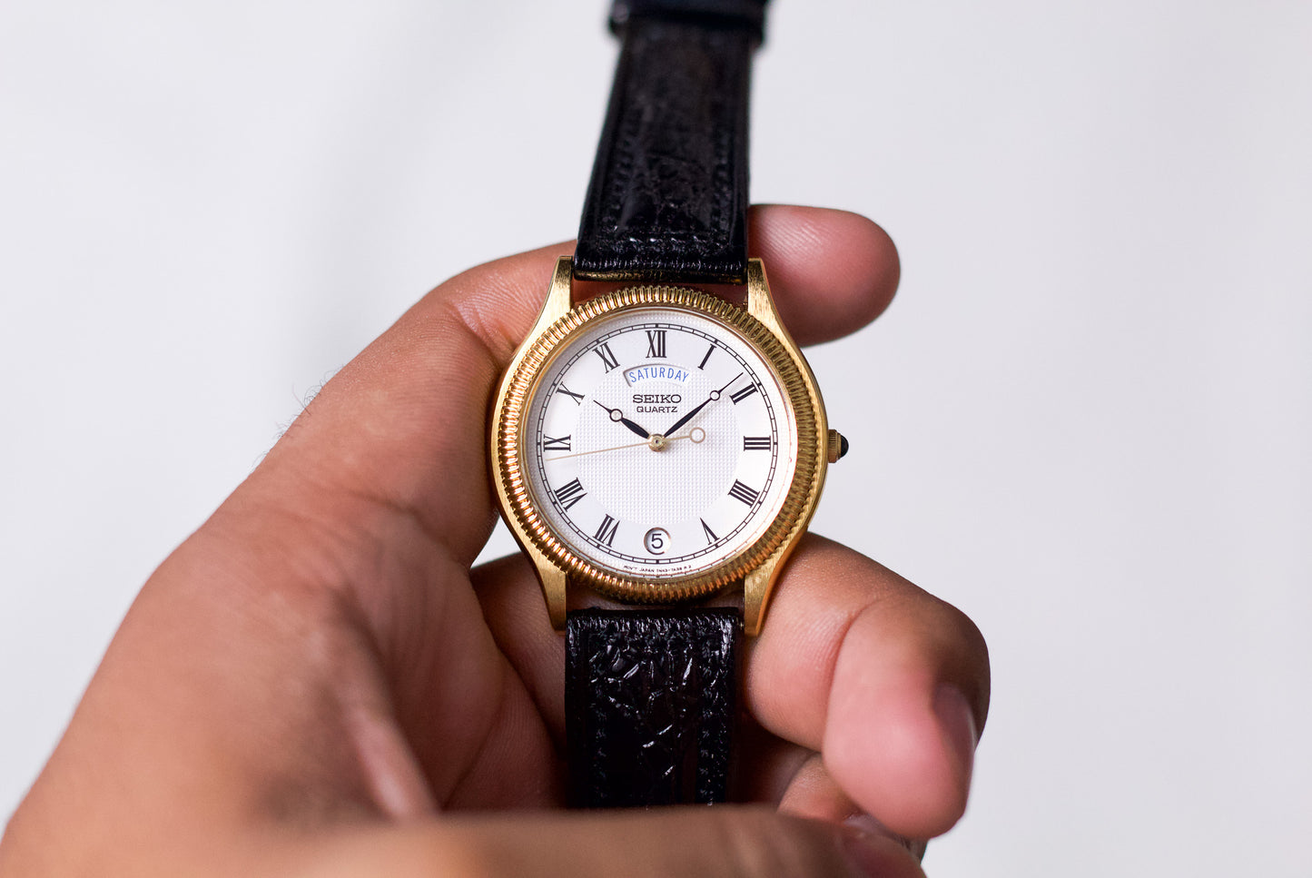[New Old Stock] Rare 'Sample' 2000 Seiko Quartz Multi-Textured Dial Men's Wirst-Watch