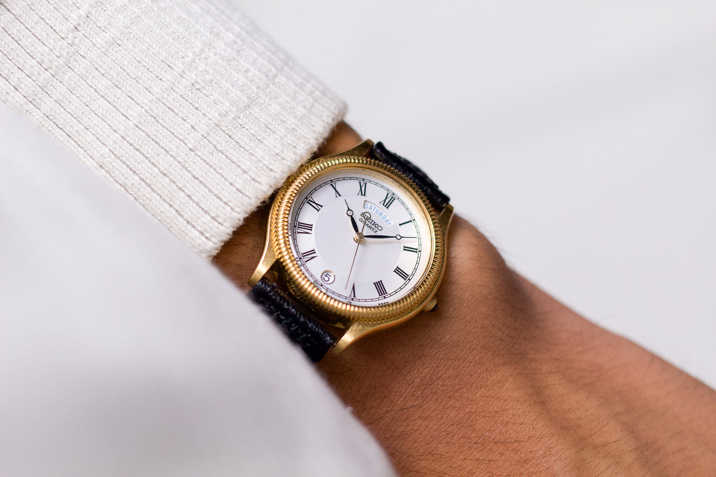 [New Old Stock] Rare 'Sample' 2000 Seiko Quartz Multi-Textured Dial Men's Wirst-Watch