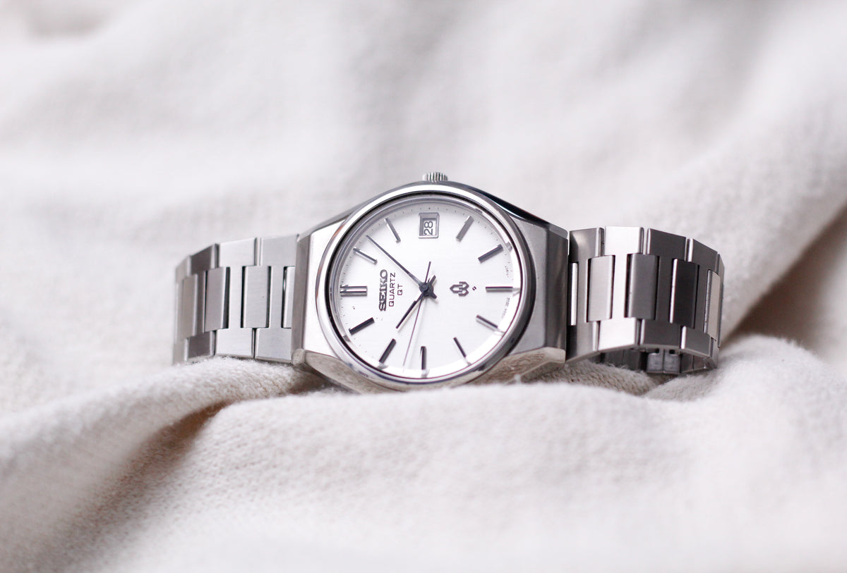 1974 Seiko Quartz QT Straight Grain Silver Dial Men's Wrist-Watch
