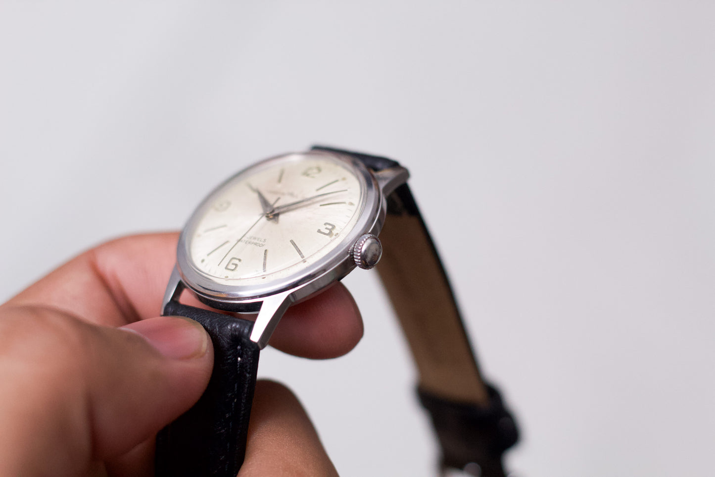 [Serviced] 1960s French Croton Reliance Aged Silver Sunburst Dial Mechanical Men's Wrist-Watch