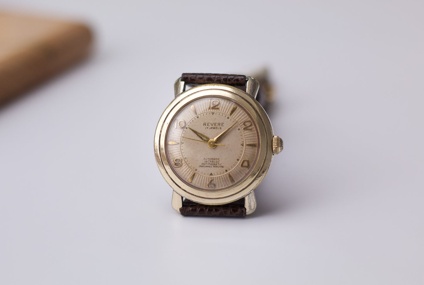 [Serviced] 1960s Revere Automatic Aged Golden Dial Men's Wrist-Watch