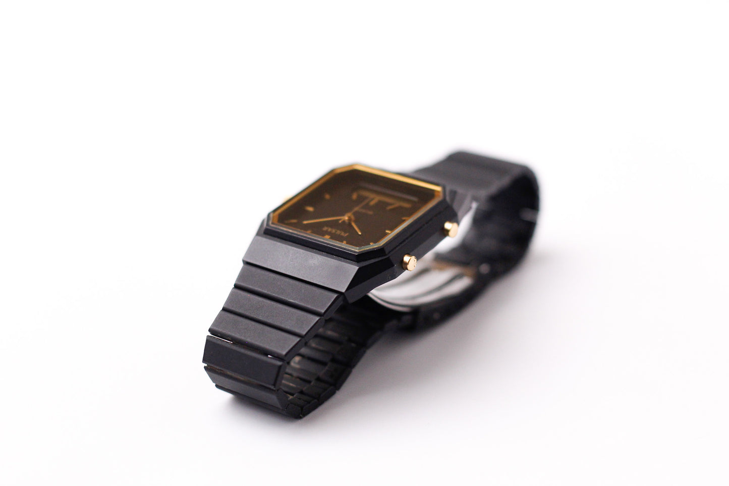 1998 Pulsar Quartz Ana-Digi Two Tone Black Case Men's Wrist-Watch