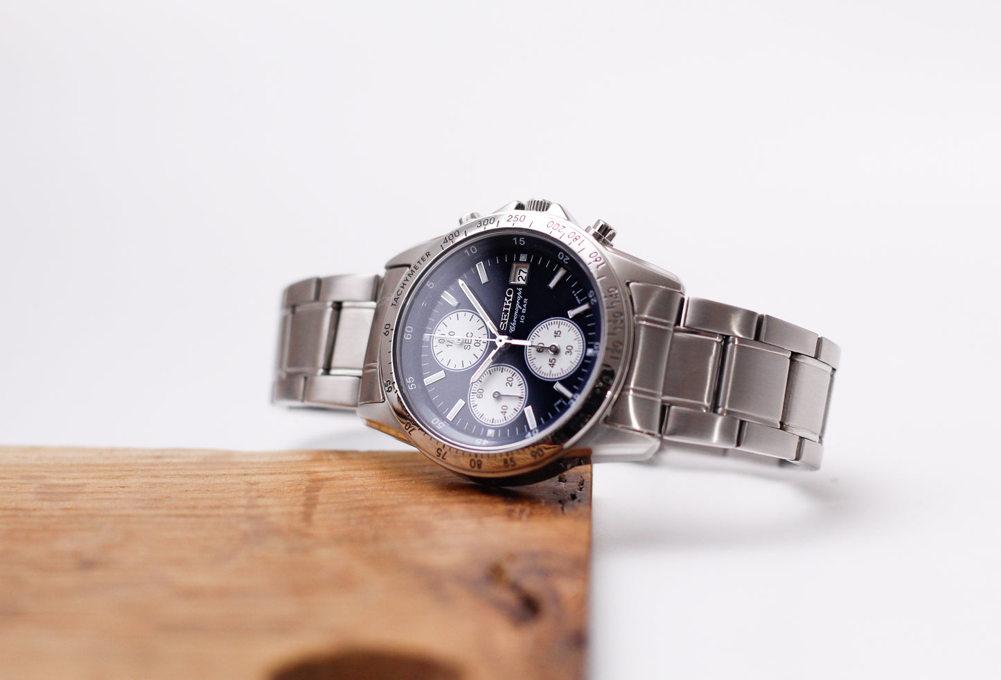 [Near Mint] 2005 Seiko Quartz Chronograph Blue Panda Dial  Men's Wrist-Watch