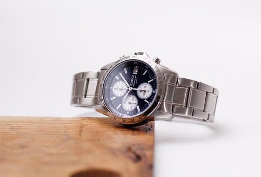 [Near Mint] 2005 Seiko Quartz Chronograph Blue Panda Dial  Men's Wrist-Watch