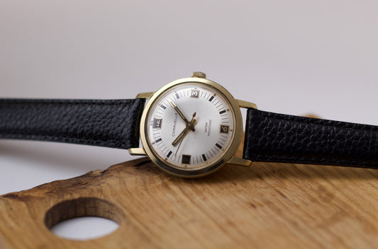 [Serviced] 1960s Caravelle Aged Silver Sunburst Dial Men's Wrist-Watch