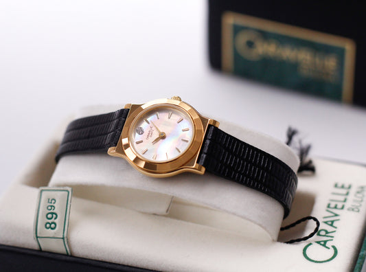 [New Old Stock] 1990s Caravelle Quartz 'Mother of Pearl' Dial Ladies' Wrist-Watch Full-Set