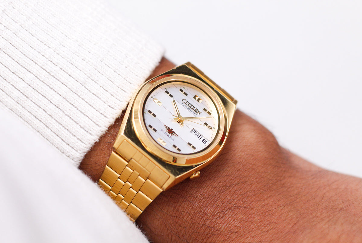 1989 Citizen Automatic Straight Grain Silver Dial Uni-Sex Wrist-Watch
