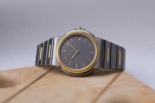 1984 Seiko Quartz Two Tone Deep Gray Dial Men's Wrist-Watch