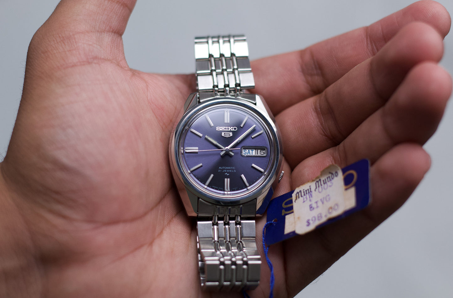 [New Old Stock] 1977 Seiko 5 Lavender Dial 'Baby King Seiko' Men's Wrist-Watch