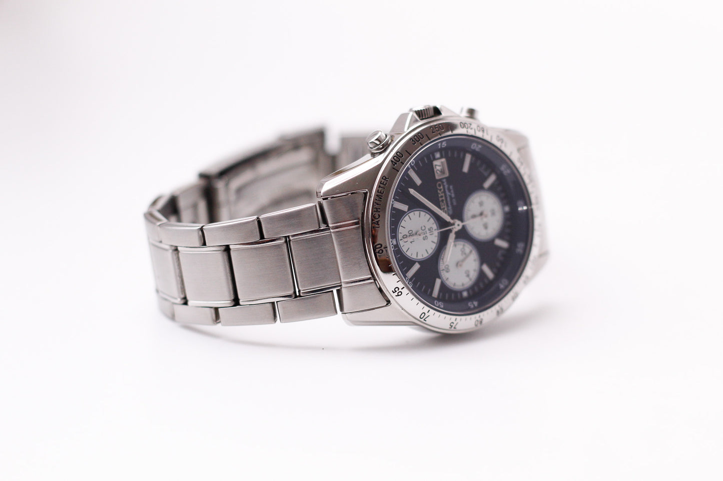 [Near Mint] 2005 Seiko Quartz Chronograph Blue Panda Dial  Men's Wrist-Watch