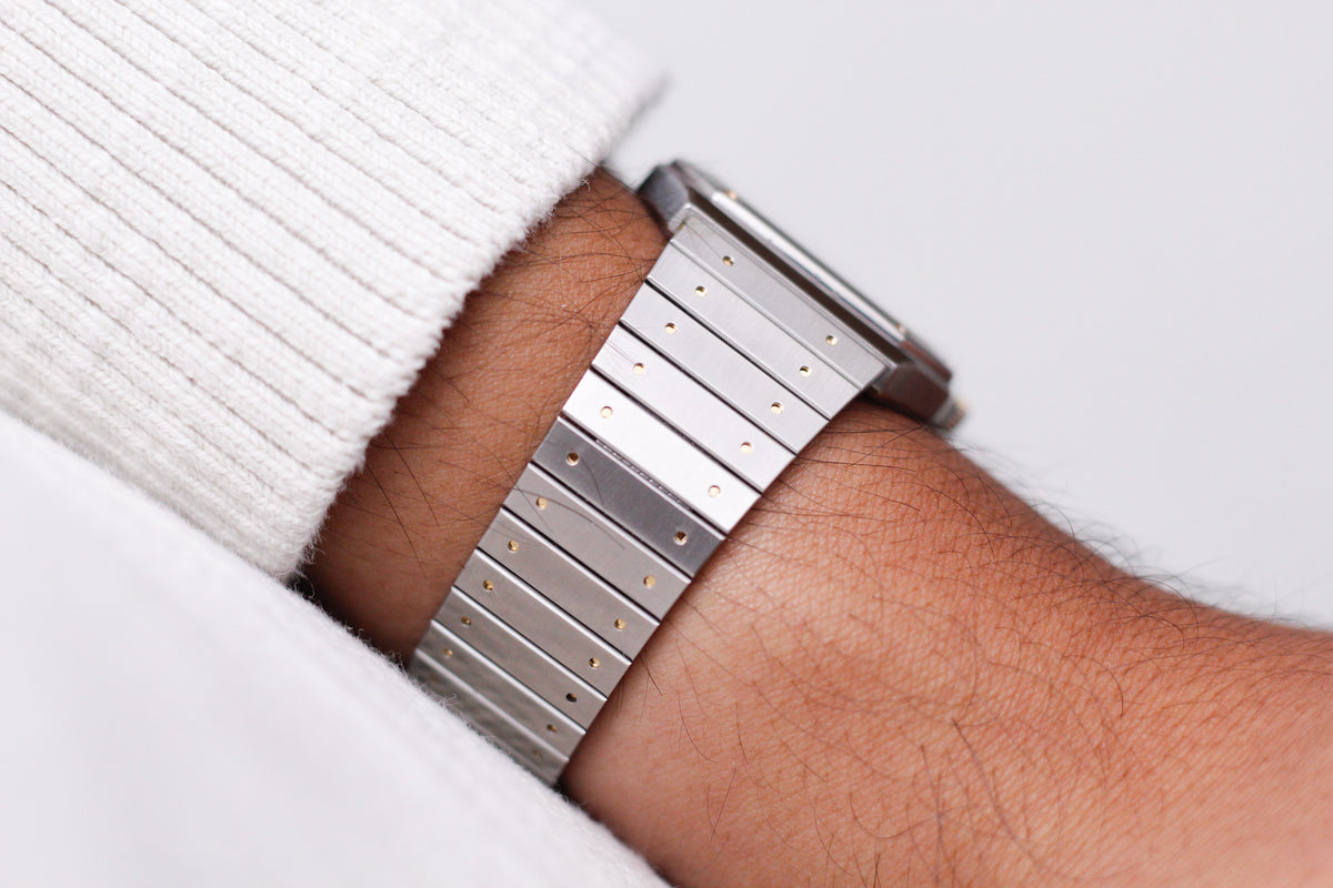 1984 Seiko Chronos 'Baby Santos' Textured White Dial Men's Wrist-Watch