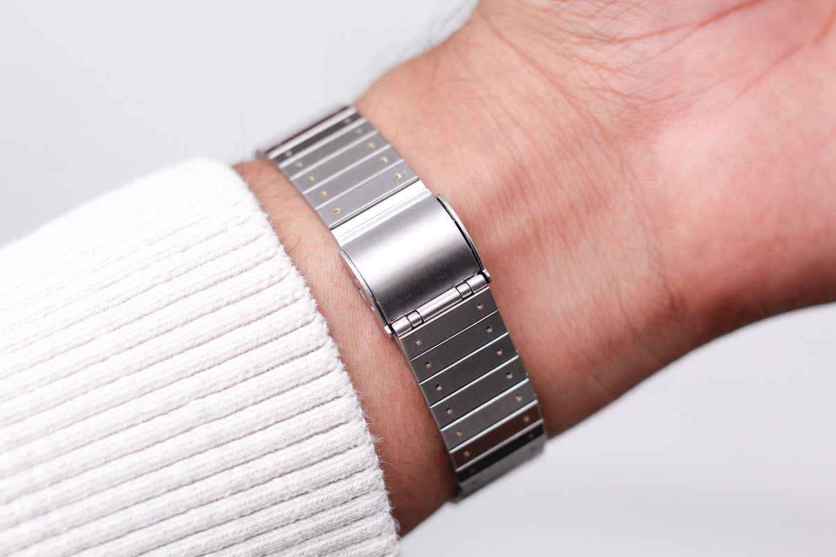 1984 Seiko Chronos 'Baby Santos' Textured White Dial Men's Wrist-Watch