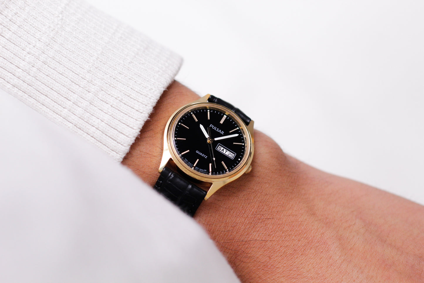 1994 Pulsar Quartz Inky Black Dial Men's Wrist-Watch W/Box & Papers
