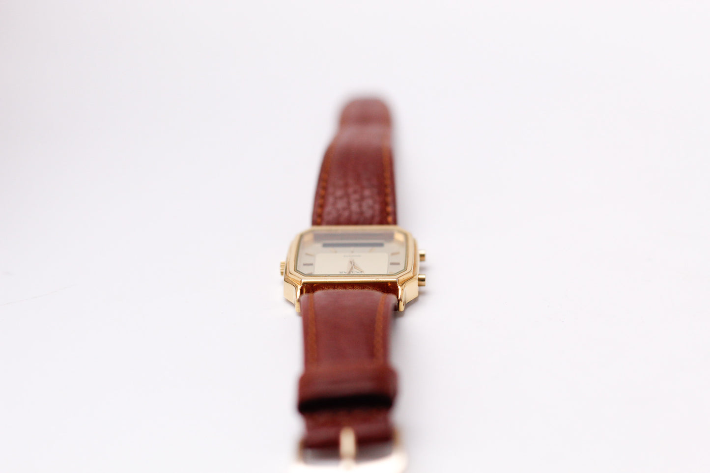 2001 Pulsar Quartz Ana-Digi Straight Grain Golden Dial Men's Wrist-Watch