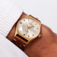 [Serviced] 1960s Helbros Mechanical Golden Sunburst Dial Men's Wrist-Watch