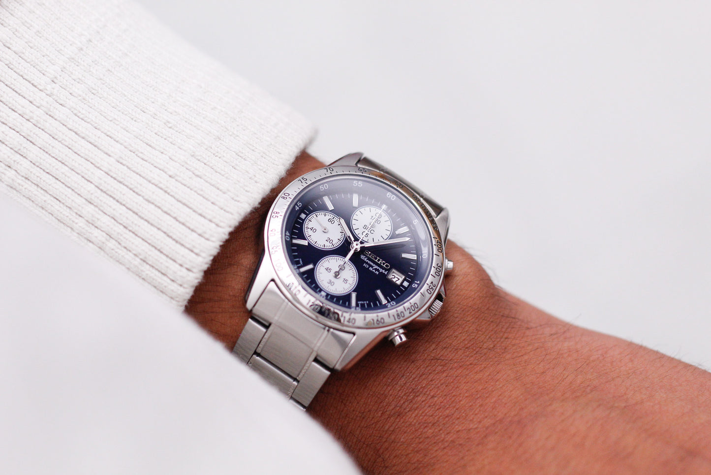 [Near Mint] 2005 Seiko Quartz Chronograph Blue Panda Dial  Men's Wrist-Watch
