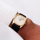 1984 Seiko Quartz Straight Grain Golden Dial Men's Wrist Watch