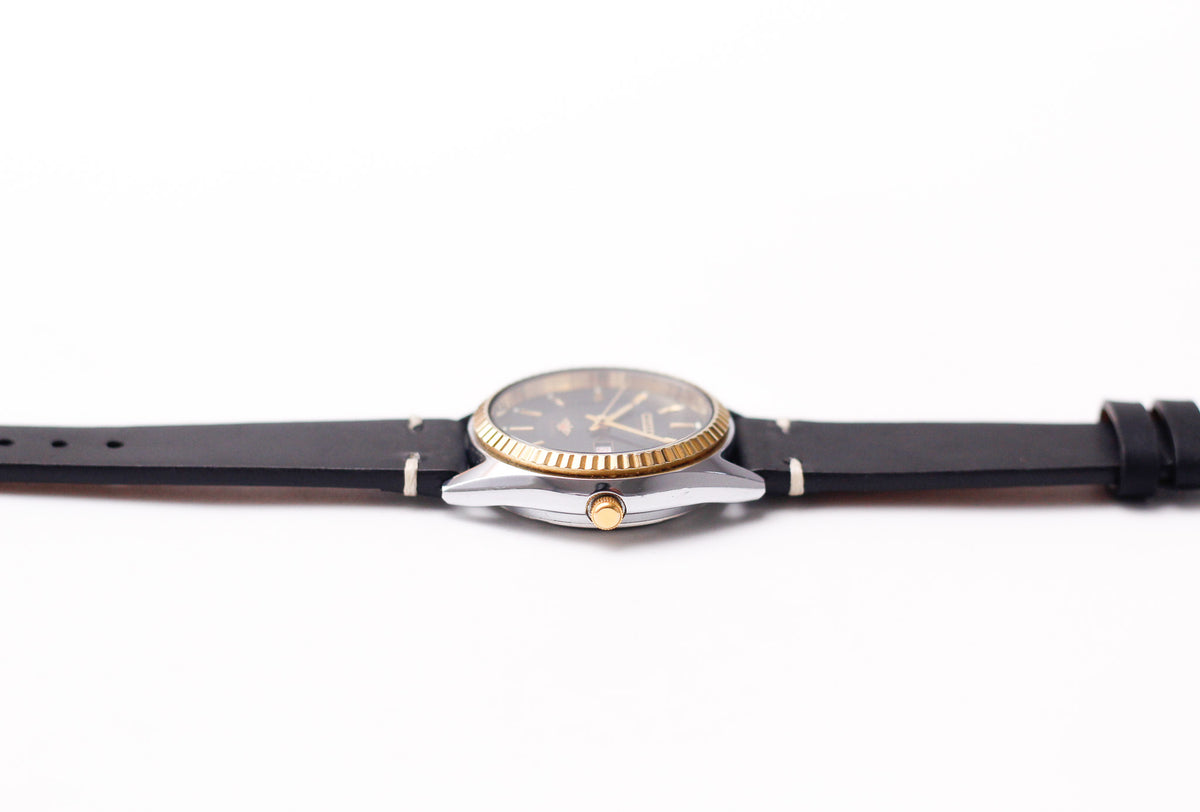 1989 Citizen Automatic Stark Black Dial Two Tone Case Men's Wrist-Watch