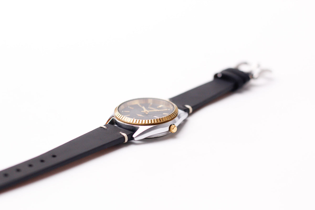 1989 Citizen Automatic Stark Black Dial Two Tone Case Men's Wrist-Watch