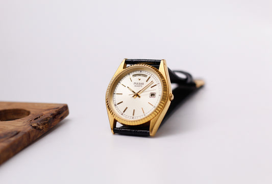 2004 Pulsar Quartz Golden Champagne Dial 'Presidential' Men's Wrist-Watch