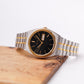 [Near Mint] 2000s Pulsar Quartz Inky Black Dial Two Tone Men's Wrist Watch