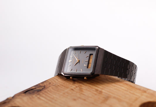 1991 Pulsar Ana-Digi Gray Sunburst Dial Men's Wrist-Watch