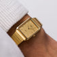 [New Old Stock] 1986 Seiko SX Tank Straight Grain Golden Dial Men's Wrist-Watch Full-Set