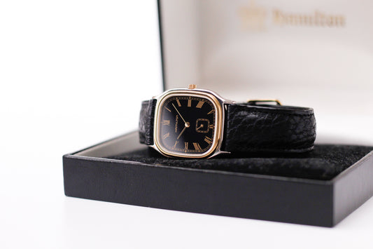 [Mint] 1995 Hamilton Quartz Jet Black Roman Dial Two Tone Men's Wrist-Watch W/Box