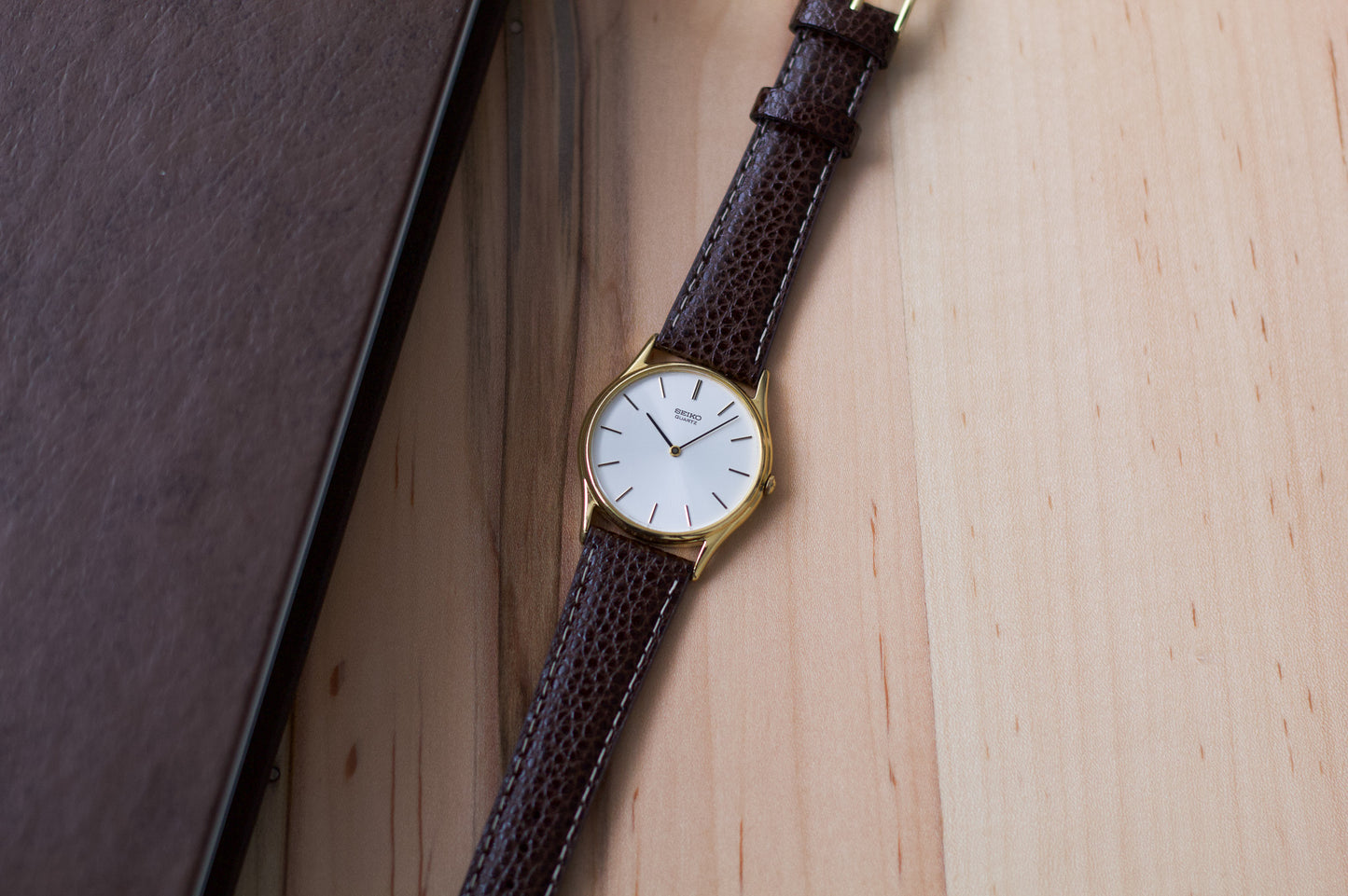 18mm Seiko Chocolate Brown Strap Golden Buckle