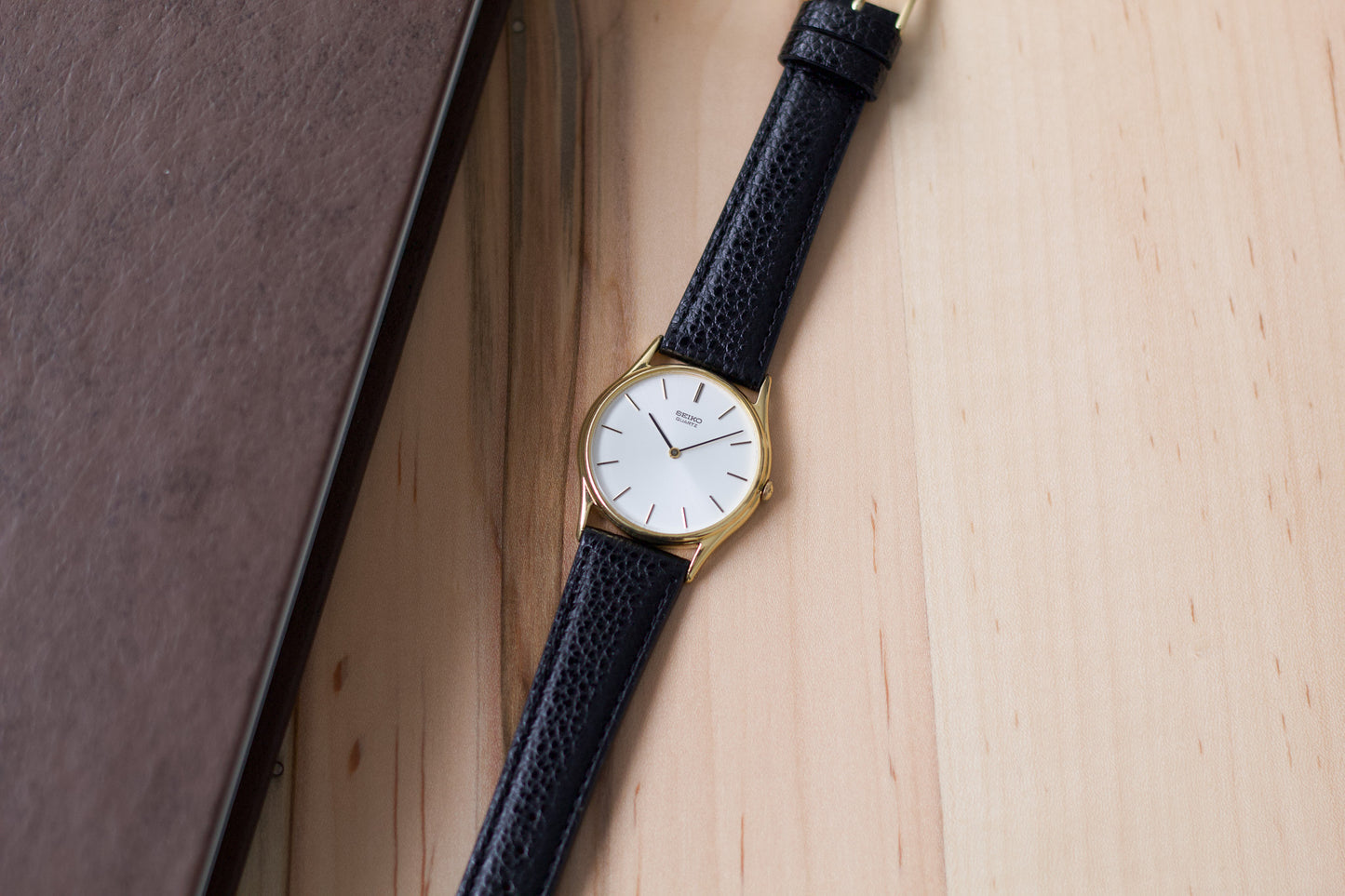 18mm Seiko Black Strap Golden Buckle