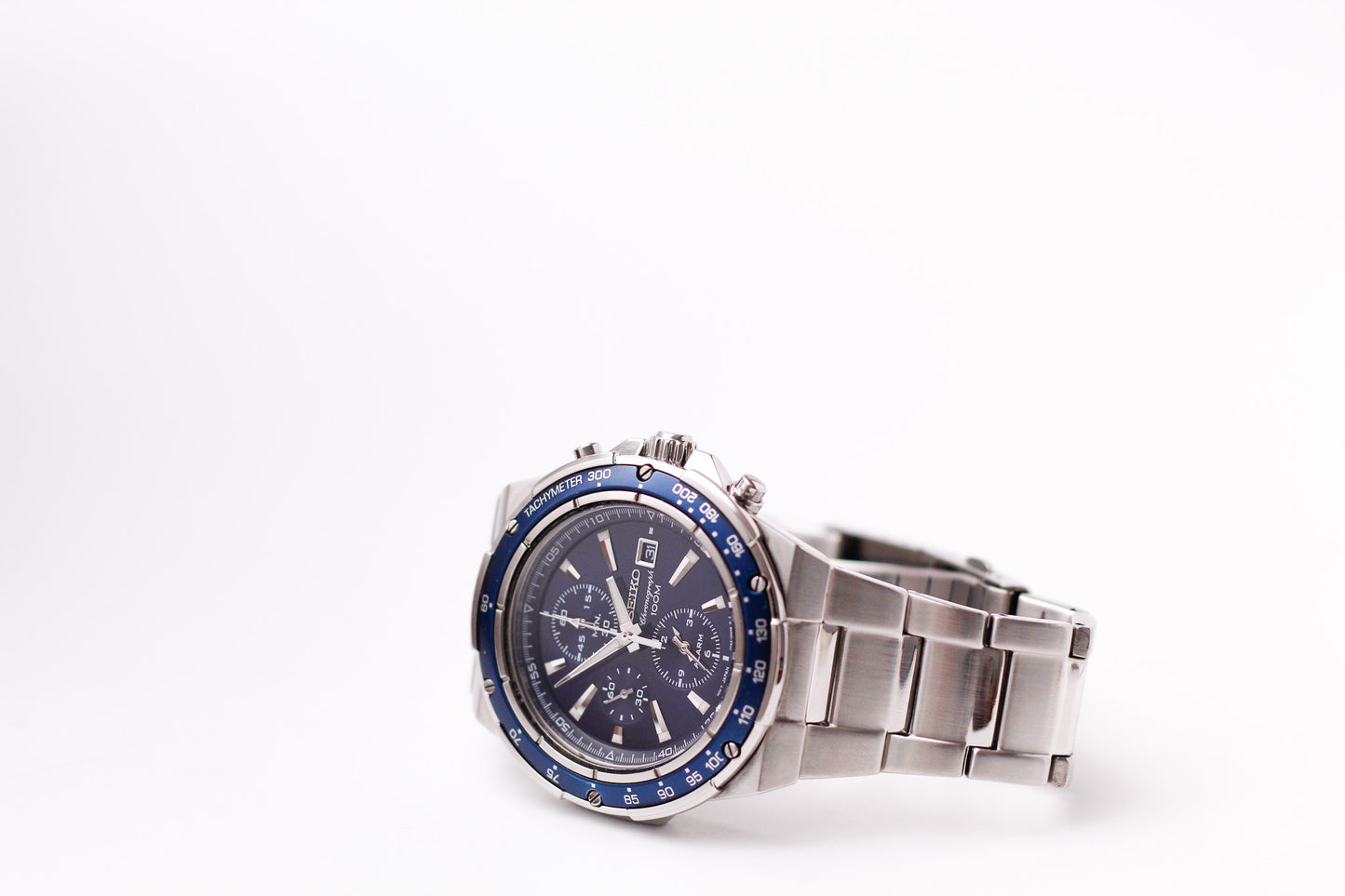 2010 Seiko Quartz Chronograph Marine Blue Dial Men's Wrist-Watch