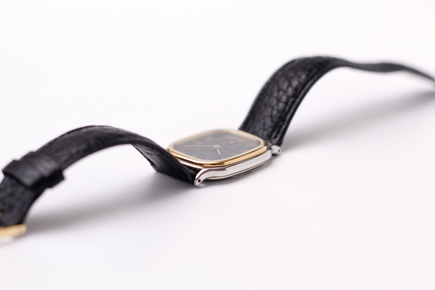 [Mint] 1995 Hamilton Quartz Jet Black Roman Dial Two Tone Men's Wrist-Watch W/Box