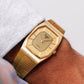 1983 Pulsar Quartz Straight Grain Golden Dial Men's Wrist Watch