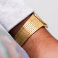 1983 Pulsar Quartz Straight Grain Golden Dial Men's Wrist Watch