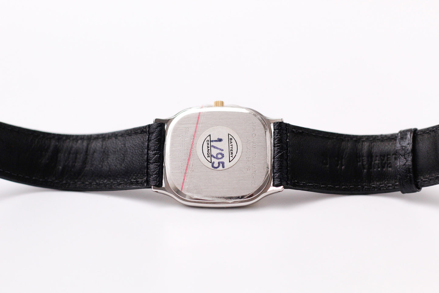 [Mint] 1995 Hamilton Quartz Jet Black Roman Dial Two Tone Men's Wrist-Watch W/Box