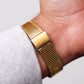 1983 Pulsar Quartz Straight Grain Golden Dial Men's Wrist Watch