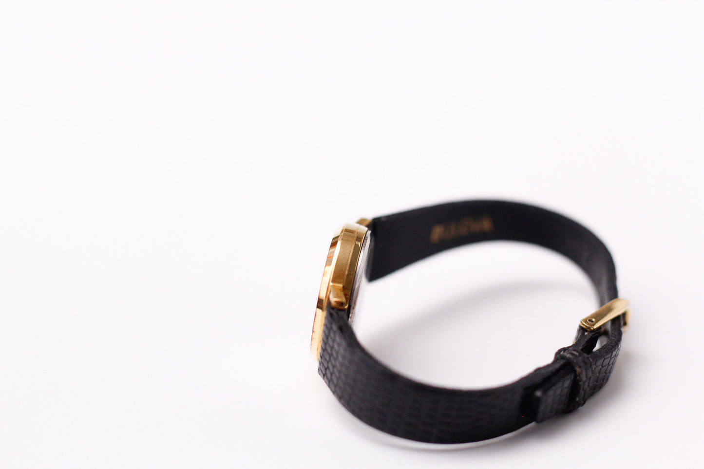 1980s Bulova Quartz Golden Dial Ladies' Wrist-Watch W/Box