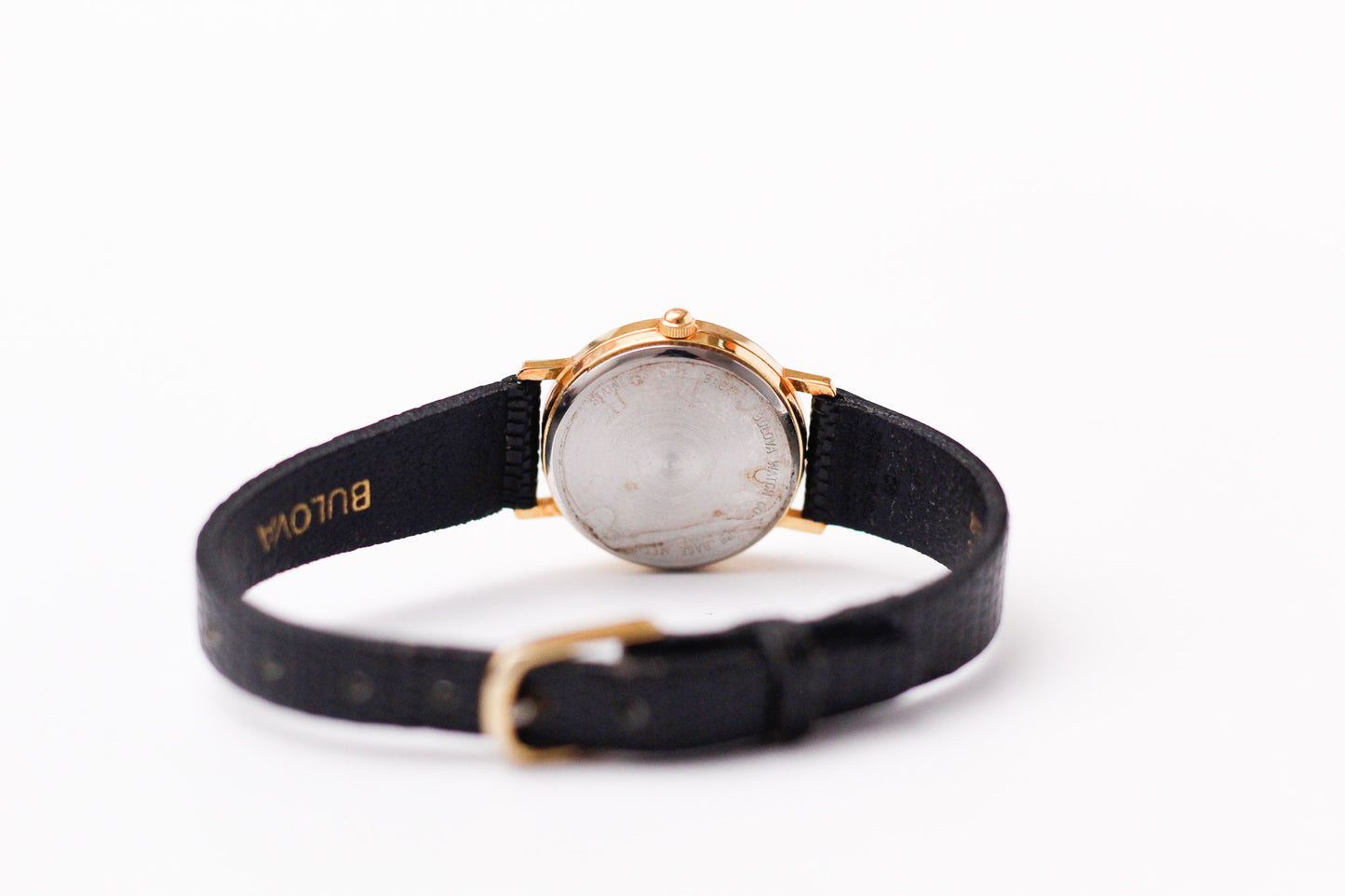 1980s Bulova Quartz Golden Dial Ladies' Wrist-Watch W/Box