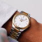 2001 Seiko SQ Quartz Pinstripe White Dial Two Tone Case Wrist-Watch
