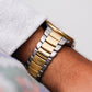 2001 Seiko SQ Quartz Pinstripe White Dial Two Tone Case Wrist-Watch
