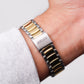 2001 Seiko SQ Quartz Pinstripe White Dial Two Tone Case Wrist-Watch