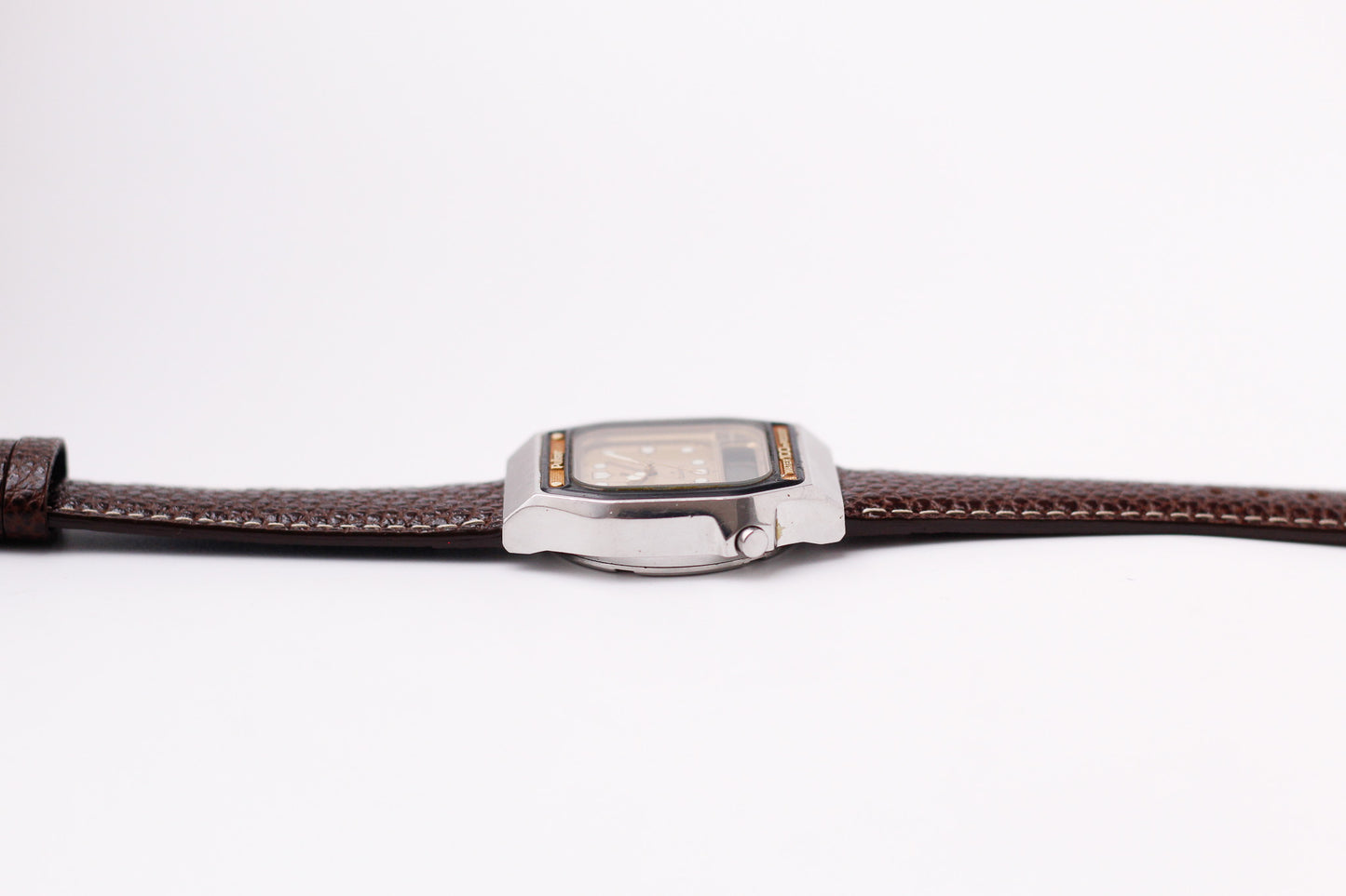 1982 Pulsar Quartz Ana-Digi Straight Grain Golden Dial Men's Wrist-Watch