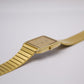 [New Old Stock] 1986 Seiko SX Tank Straight Grain Golden Dial Men's Wrist-Watch Full-Set