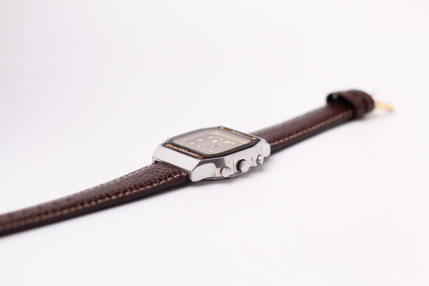 1982 Pulsar Quartz Ana-Digi Straight Grain Golden Dial Men's Wrist-Watch