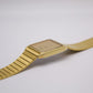 [New Old Stock] 1986 Seiko SX Tank Straight Grain Golden Dial Men's Wrist-Watch Full-Set